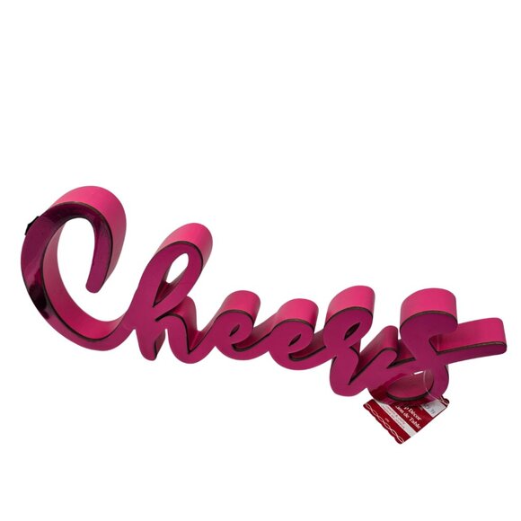 Ashland Hot Vibrant Pink Script "Cheers" Tabletop Sign NWT - Picture 4 of 5